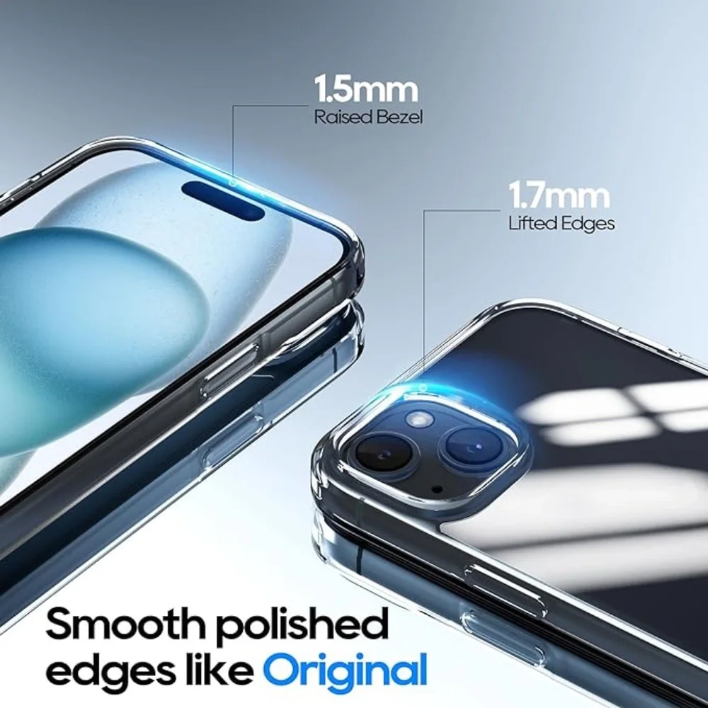 New iPhone 15 Clear Case w/ 2 Glass Screen Protector + 2 Camera Lens Protector
